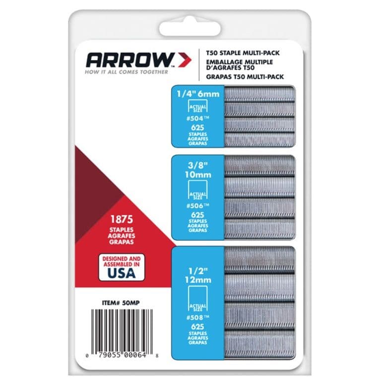 Arrow T50 Staple Multi Pack 6/10/12mm - Pack 1875