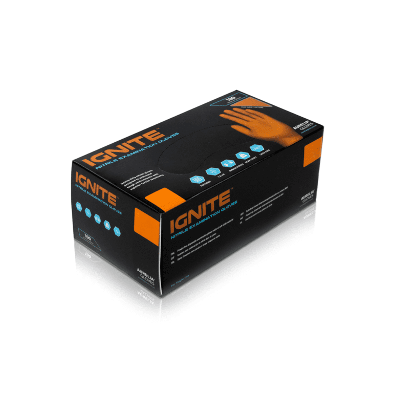 Aurelia Ignite Heavy Duty Orange Powder Free Nitrile Gloves - Large - Pack 100