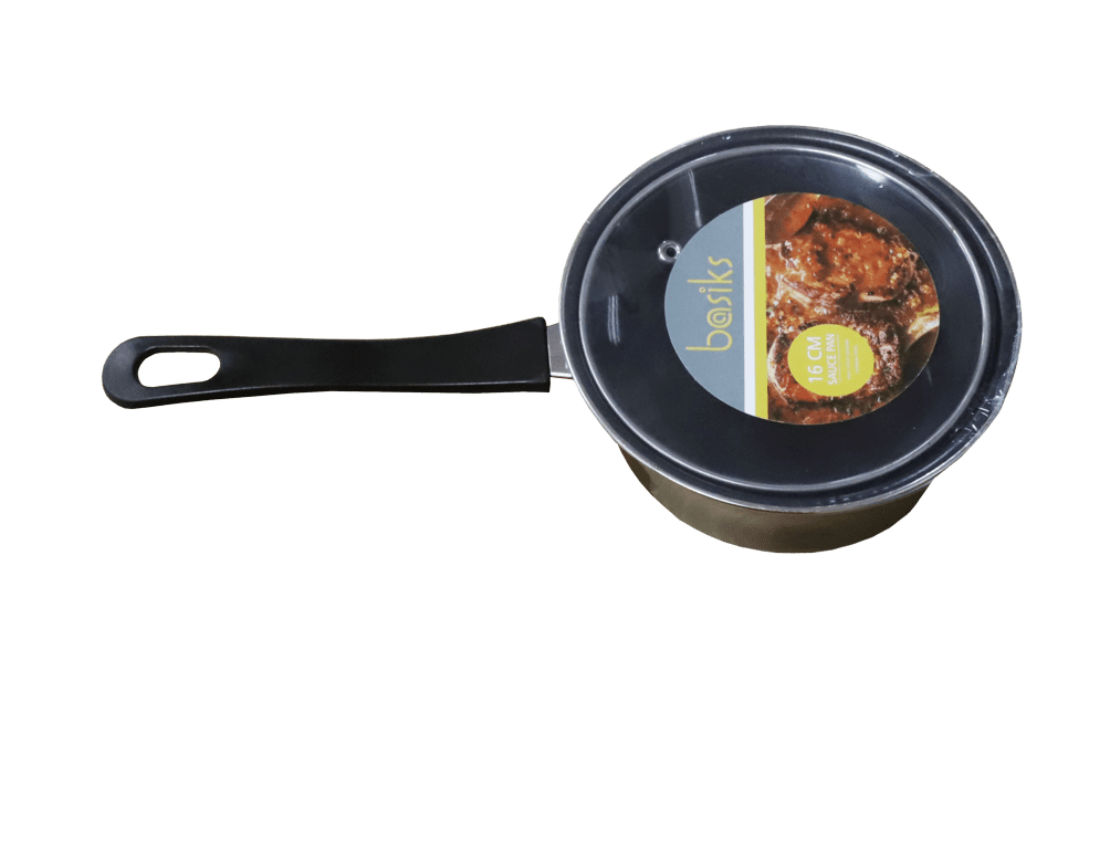 Basiks Carbon Steel Saucepan And Lid - 16cm