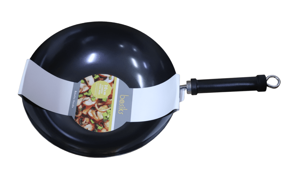 Basiks Carbon Steel Wok With Bakelite Handle - 30cm