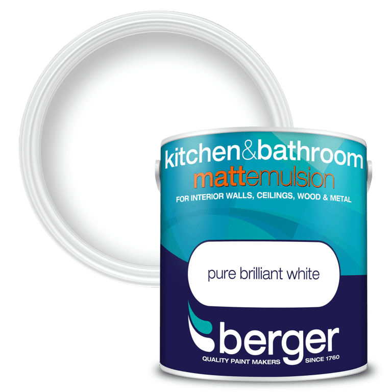 Berger Kitchen & Bathroom Matt Emulsion - 2.5L Brilliant White