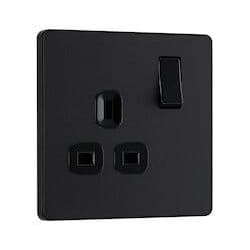 BG 13a 1g Plastic Switched Socket - Matt Black