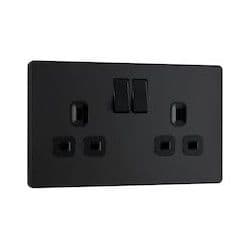 BG 13a 2g Plastic Switched Socket - Matt Black