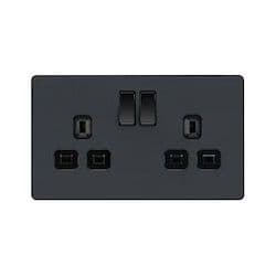 BG 13a 2g Plastic Switched Socket - Matt Grey
