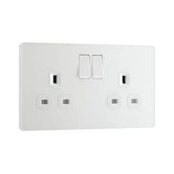BG 13a 2g Plastic Switched Socket - Pearlescent White
