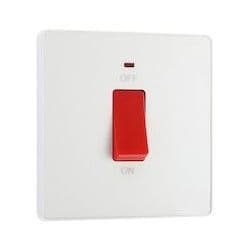 BG 45a Double Pole Square Plastic Cooker Switch With LED - Pearlescent White