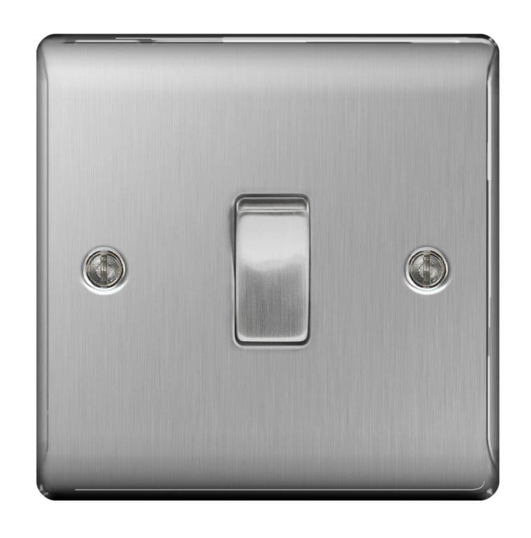 BG Brushed Steel 10ax Plate Switch 2 Way - 1 Gang