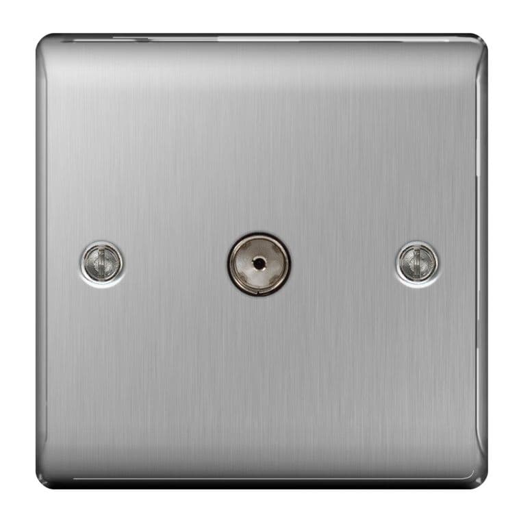 BG Brushed Steel Co-Axial Socket - 1 Gang