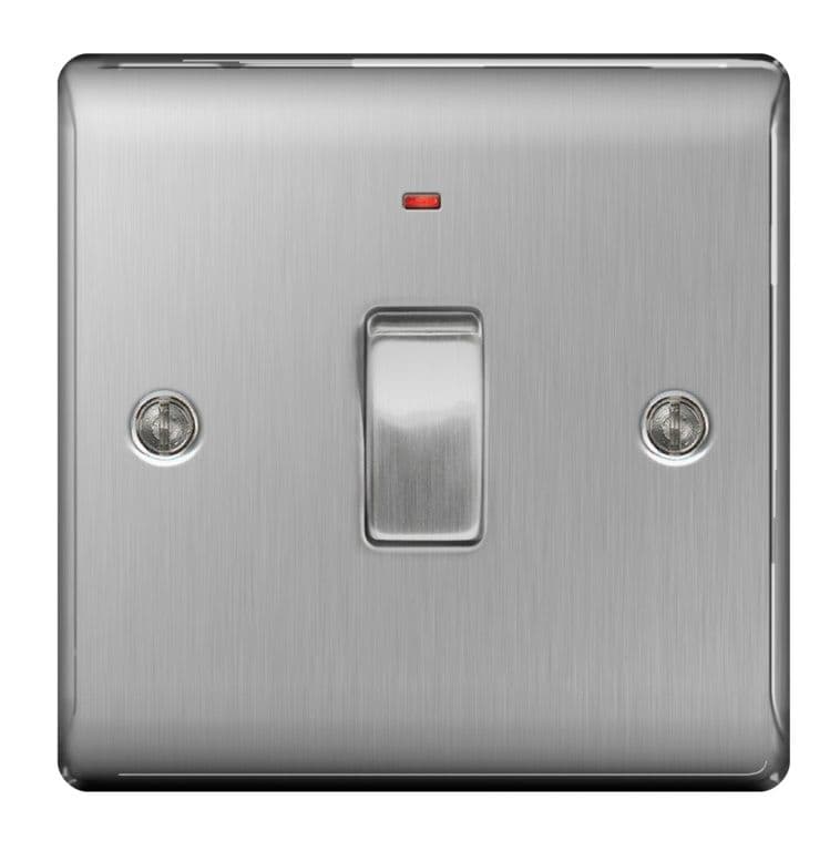 BG Brushed Steel Dp Switch Neon - 20a