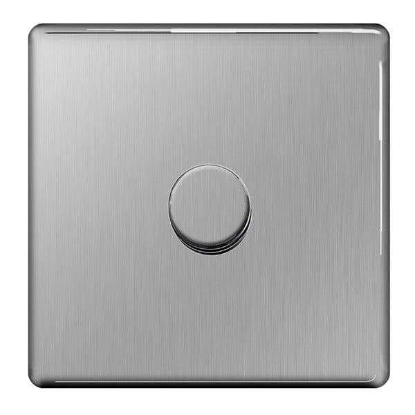 BG Dimmer Switch Push On /Off - Brushed Steel - 1 Switch