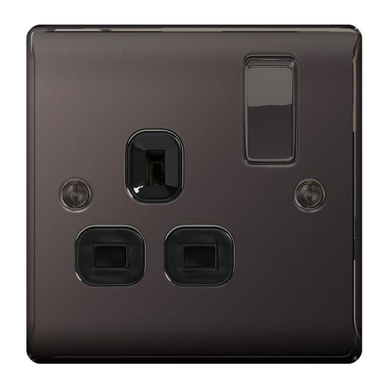 BG Metal Black Nickel Switched Socket - 1 Gang