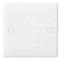 BG White Round Edge Blank Plate - 1 Gang