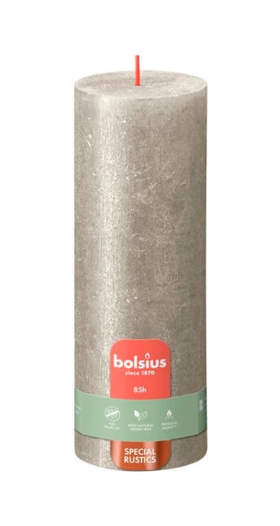 Bolsius Rustic Pillar Candle Shimmer Champagne - 190mm x 68mm