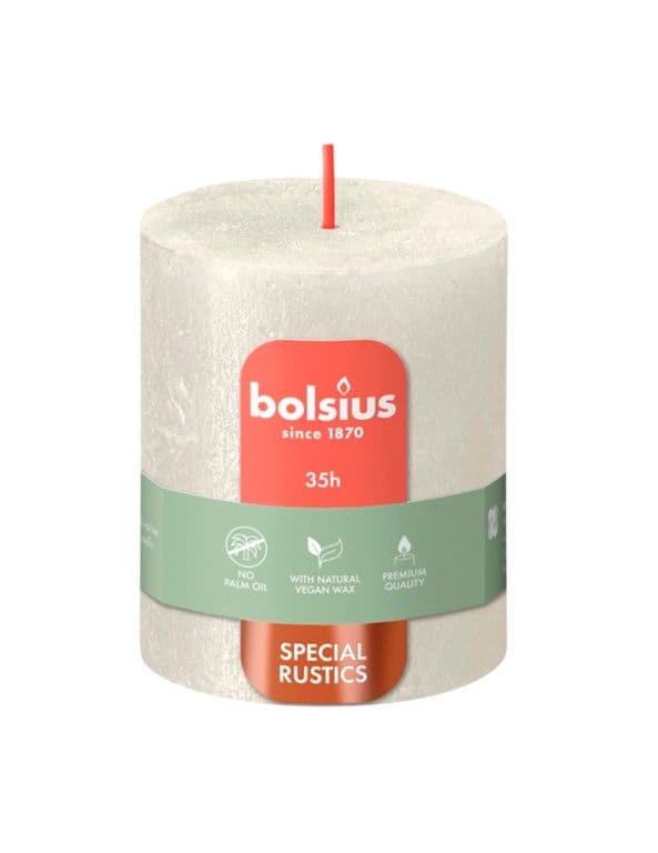 Bolsius Rustic Pillar Candle Shimmer Ivory - 80mm x 68mm