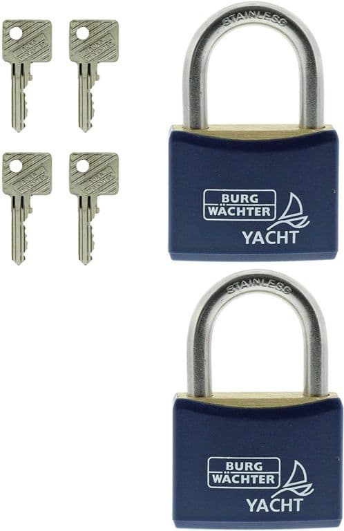Burg-Wächter Stainless Steel Shackle Yacht Padlock - 40mm Pack 2