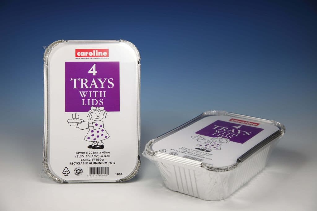 Caroline Foil Trays With Lids - 30oz, Pack 4