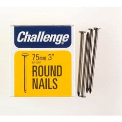 Challenge Round Wire Nails - Bright Steel (Box Pack) - 75mm