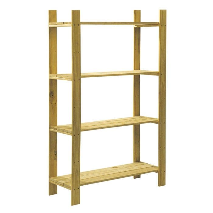 Core Natural Wood 4 Shelf Slatted Storage Unit - 1200 x 800 x 300mm