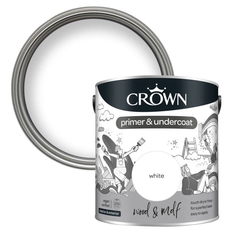 Crown Wood & MDF Primer & Undercoat - 2.5L White