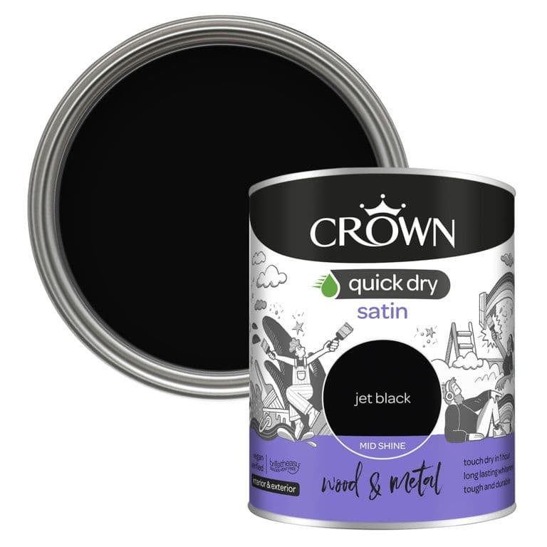 Crown Wood & Metal Quick Dry Satin - 750ml Jet Black