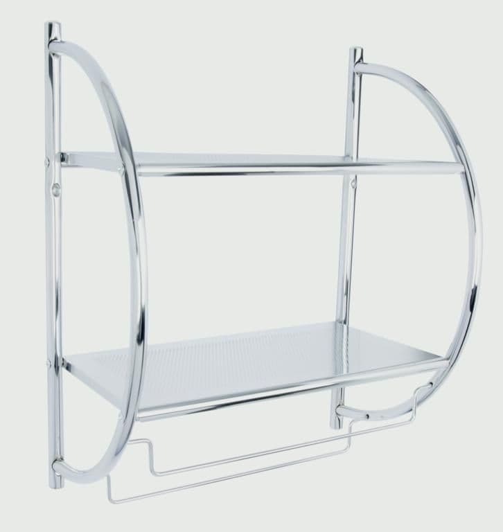 Croydex Wall Mounted Curved Shelf/Towel Rack - Mild Steel/Chrome finish