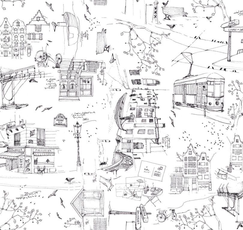 d-c-fix® Manhattan Tablecloth - Riva Black & White - 20m Roll x 140cm