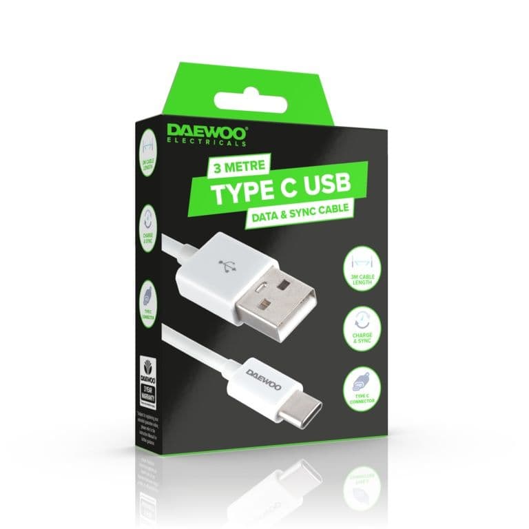 Daewoo 3m USB-A To USB-C Cable - 2a
