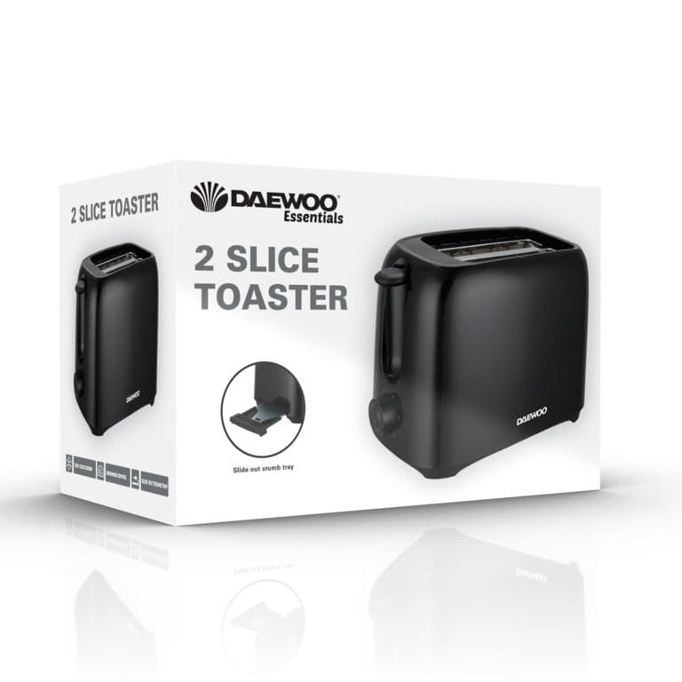 Daewoo Plastic Toaster 2 Slice - Black