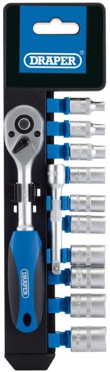 Draper 1/4" Sq Dr Metric Socket & Ratchet Set - 12 Piece
