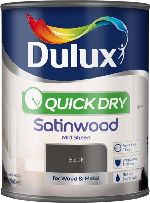 Dulux Quick Dry Satinwood 750ml - Black
