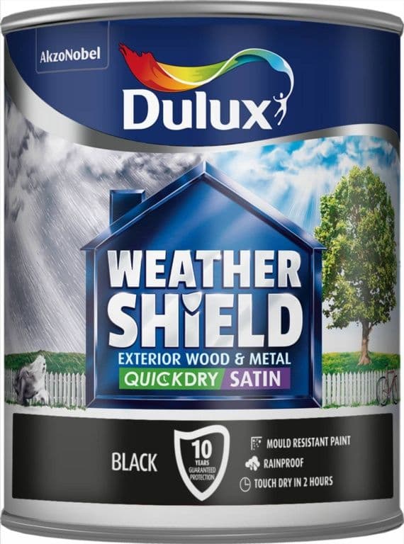 Dulux Weathershield Quick Dry Satin 750ml - Black