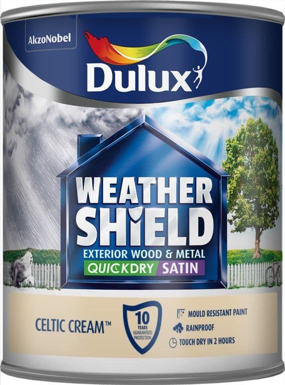 Dulux Weathershield Quick Dry Satin 750ml - Celtic Cream