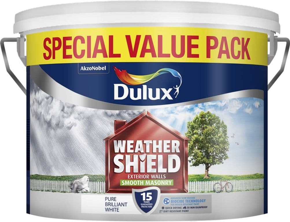 Dulux Weathershield Smooth Masonry Paint 7.5L - Pure Brilliant White