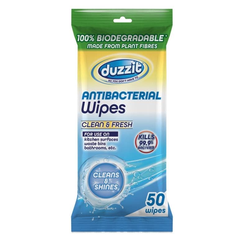 Duzzit Biodegradable Anti Bacterial Wipes - Clean & Fresh / 50 Pack