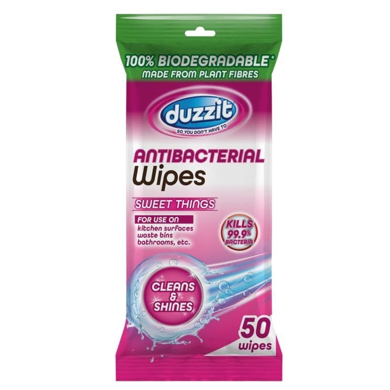 Duzzit Biodegradable Anti Bacterial Wipes - Sweet Thing / 50 Pack