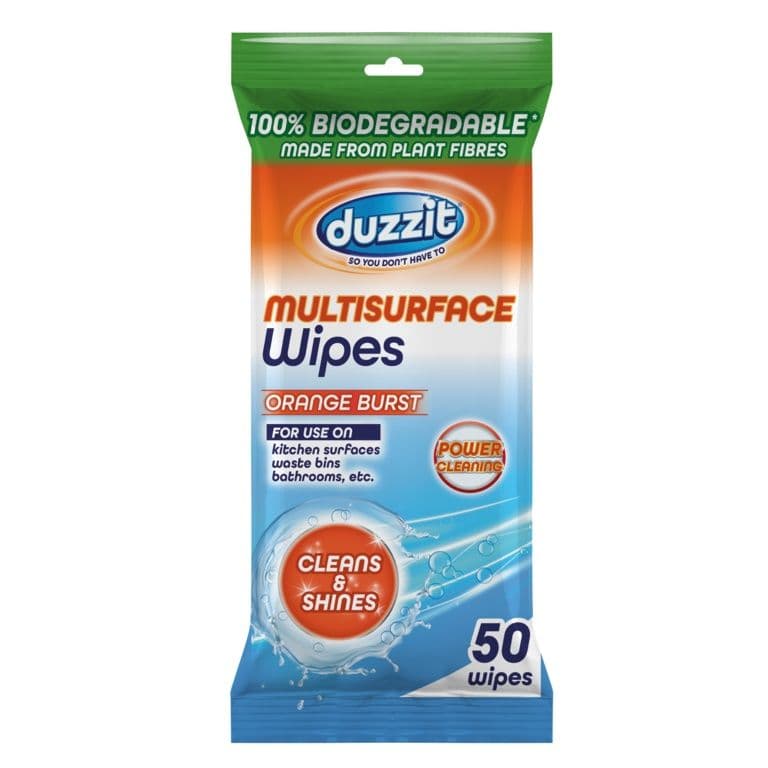 Duzzit Biodegradable Multi Surface Wipes - Orange Burst / 50 Pack