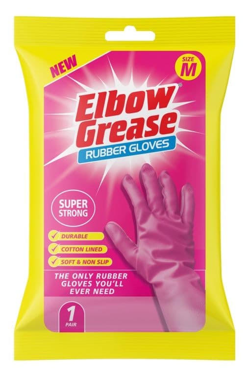 Elbow Grease Pink Super Strong Rubber Gloves - Medium