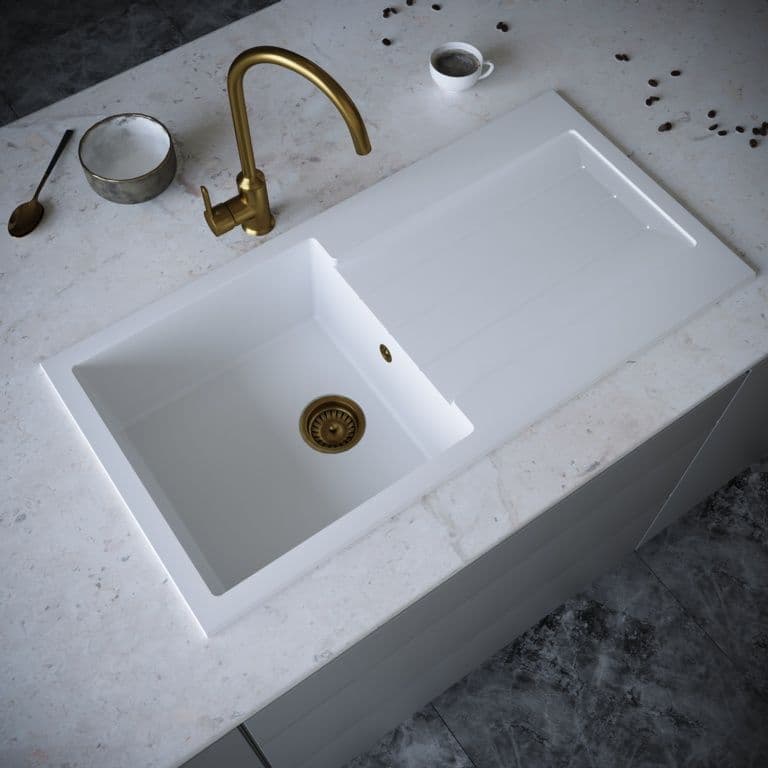 Ellsi Comite 1 Bowl Sink & Waste - White 100 x 50cm