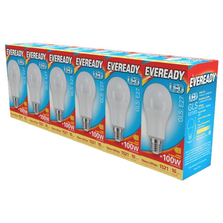 Eveready LED GLS ES E27 Pack 6 - 3000k/1521lm