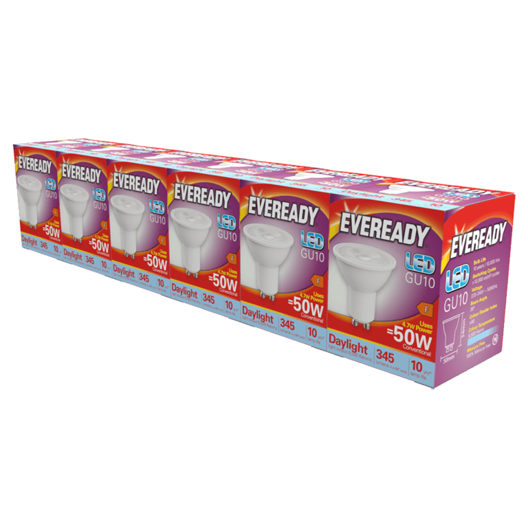 Eveready LED GU10 Pack 6 - 6500k/345lm