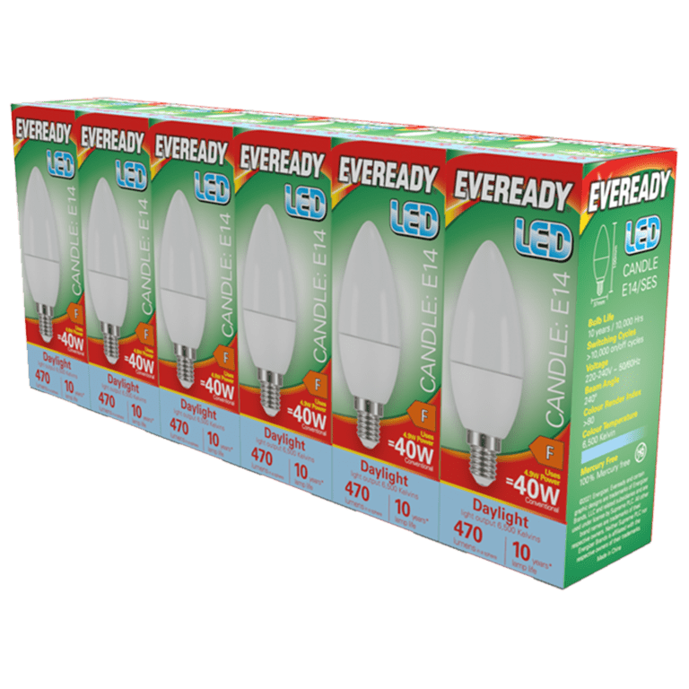 Eveready LED SES Candle E14 Pack 6 - 6500k/470lm