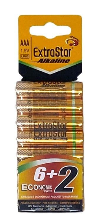 Extrastar Alkaline Batteries 1.5v Aaa - Pack 8