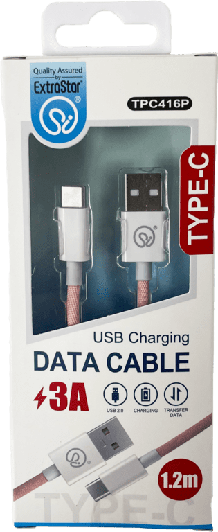 Extrastar Type C Charging Data Cable 1.2m - Pink