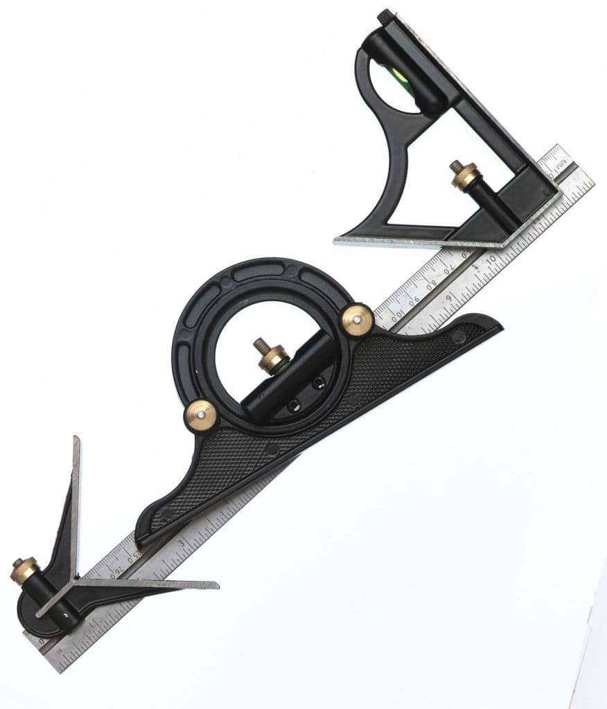 Fisher Combination Square - English & Metric Markings - 12"/300mm Protractor Set