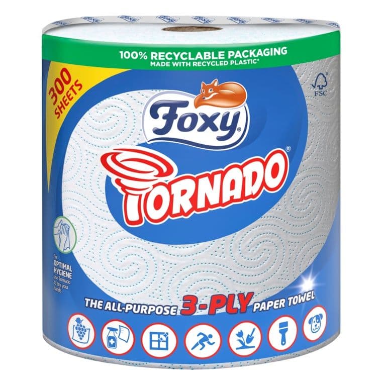 Foxy Tornado Kitchen Roll Single - 300 Sheet