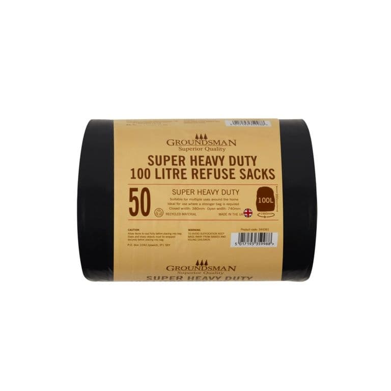 Groundsman Super Heavy Duty Refuse Sacks - 100L - Roll of 50