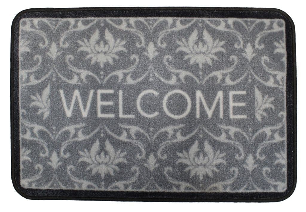 Groundsman Supersoft Washable Mat 50 x 75cm - Welcome Floral Grey