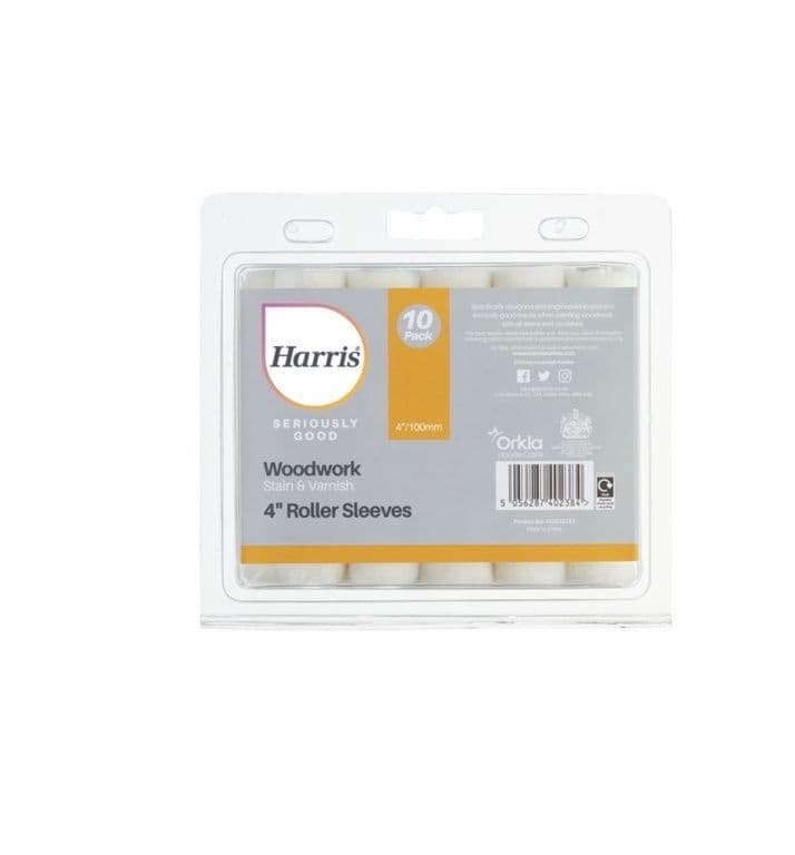 Harris Seriously Good Woodwork Stain & Varnish Sleeve 4" - Pack 10