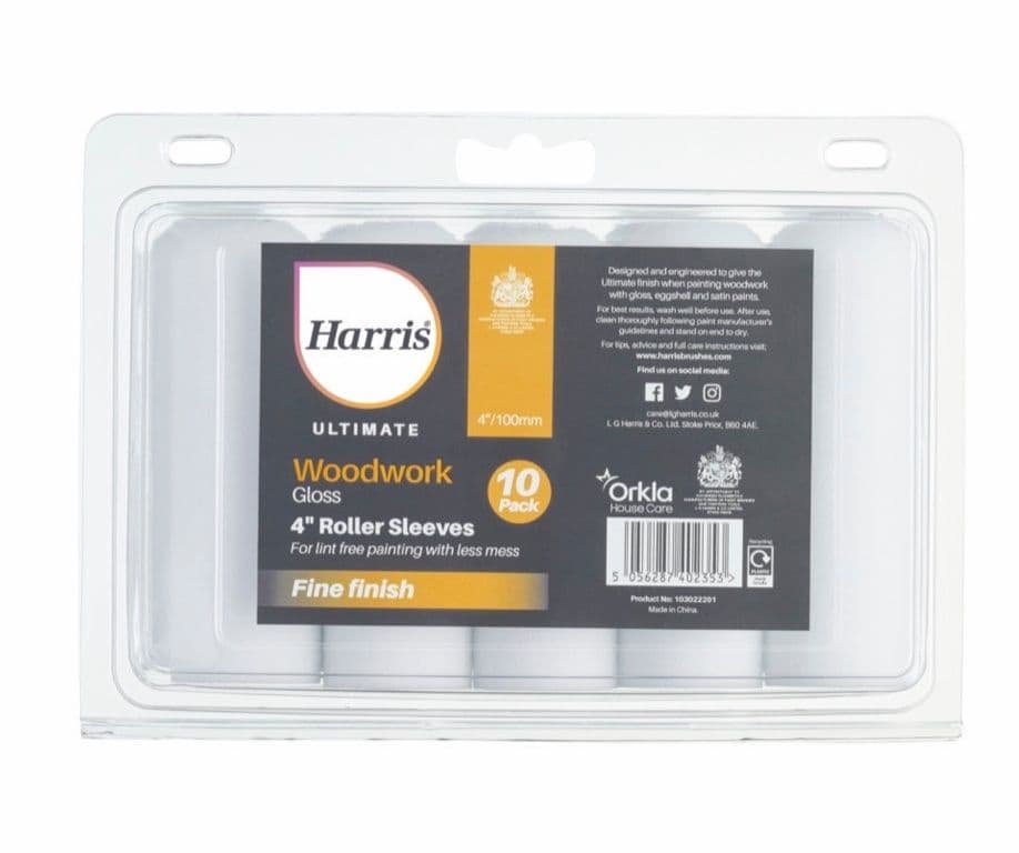 Harris Ultimate Woodwork Gloss Sleeve - 4" 10 Pack