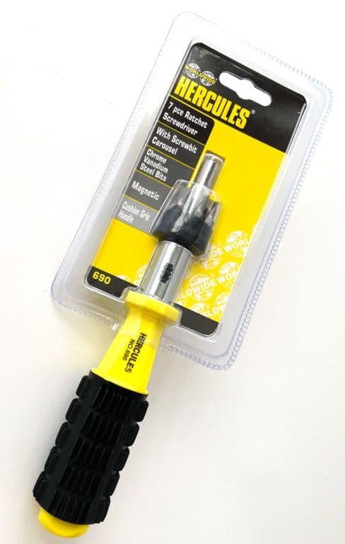 Hercules Ratchet Screwdrivers (7 Piece) - Flat:4,5,6mm;Pozi:No.1,2,3